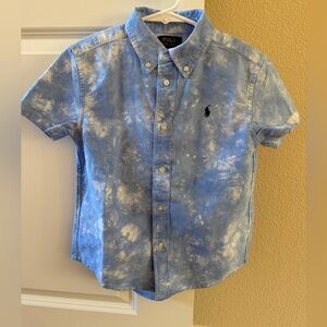Ralph Lauren Kids Blue and White Tie-Dye Button Down Shirt